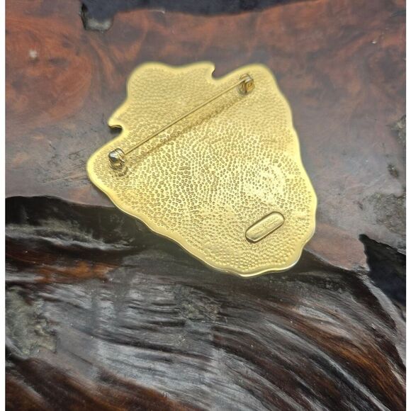 Vtg Anchor Crest Brooch Pin Signed Ginnie Johanson Gold Tone Nautical *Rare - Picture 4 of 6